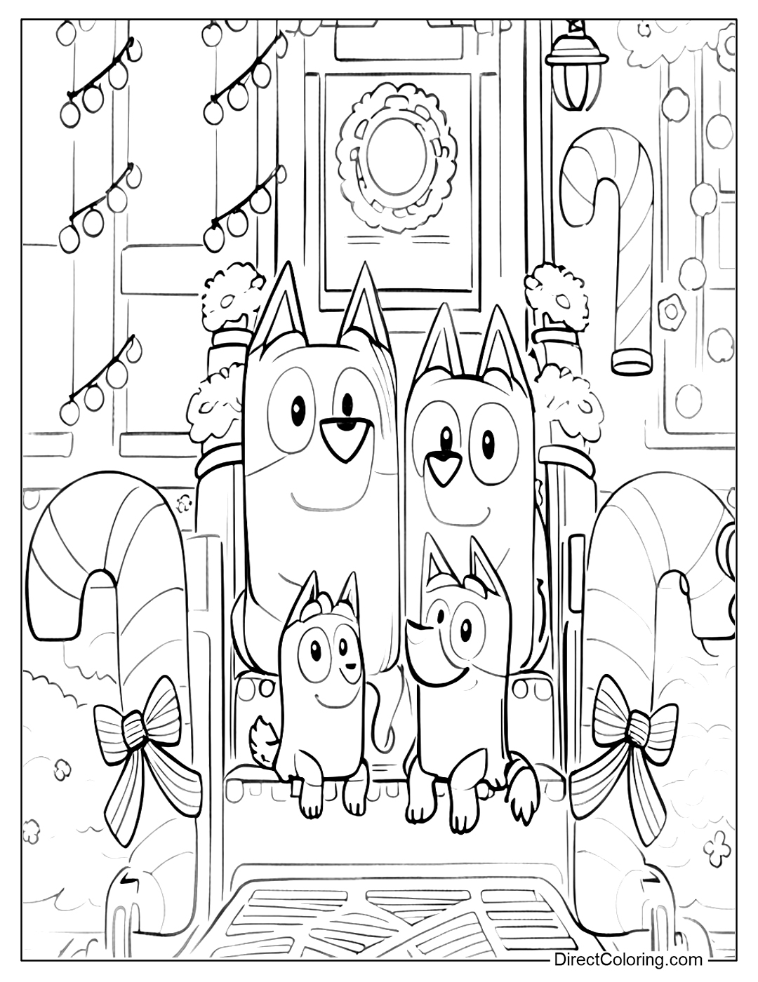 Bluey Family Christmas Coloring for Kids